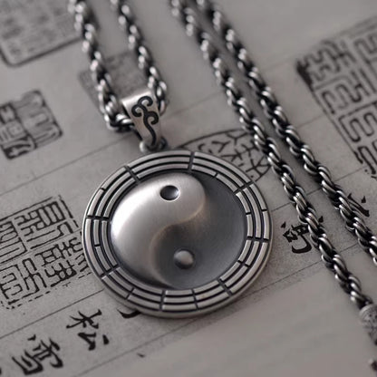 Solid 999 Fine Silver  Taiji Bagua Pendant Necklace – Symbol of Harmony and Inner Balance | Zen Ara Grove