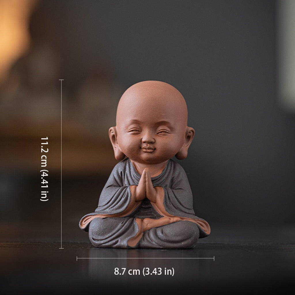 Handcrafted Ceramic "Four-Nos" Monk Statues – Symbol of Inner Calm & Thoughtful Living | Zen Ara Grove