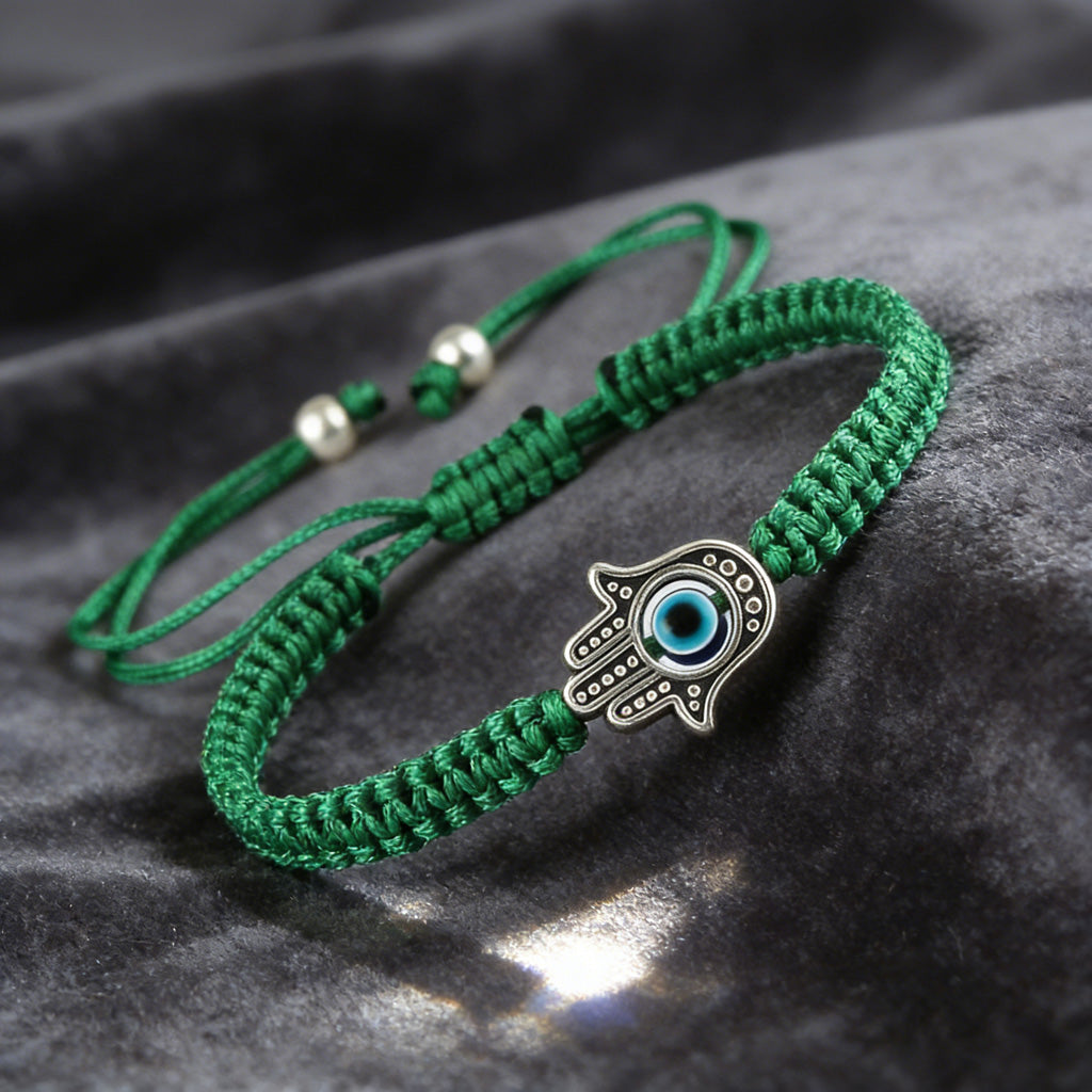Handwoven Evil Eye Bracelet with Alloy Center – Charm of Protection | Zen Ara Grove