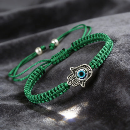 Handwoven Evil Eye Bracelet with Alloy Center – Charm of Protection | Zen Ara Grove