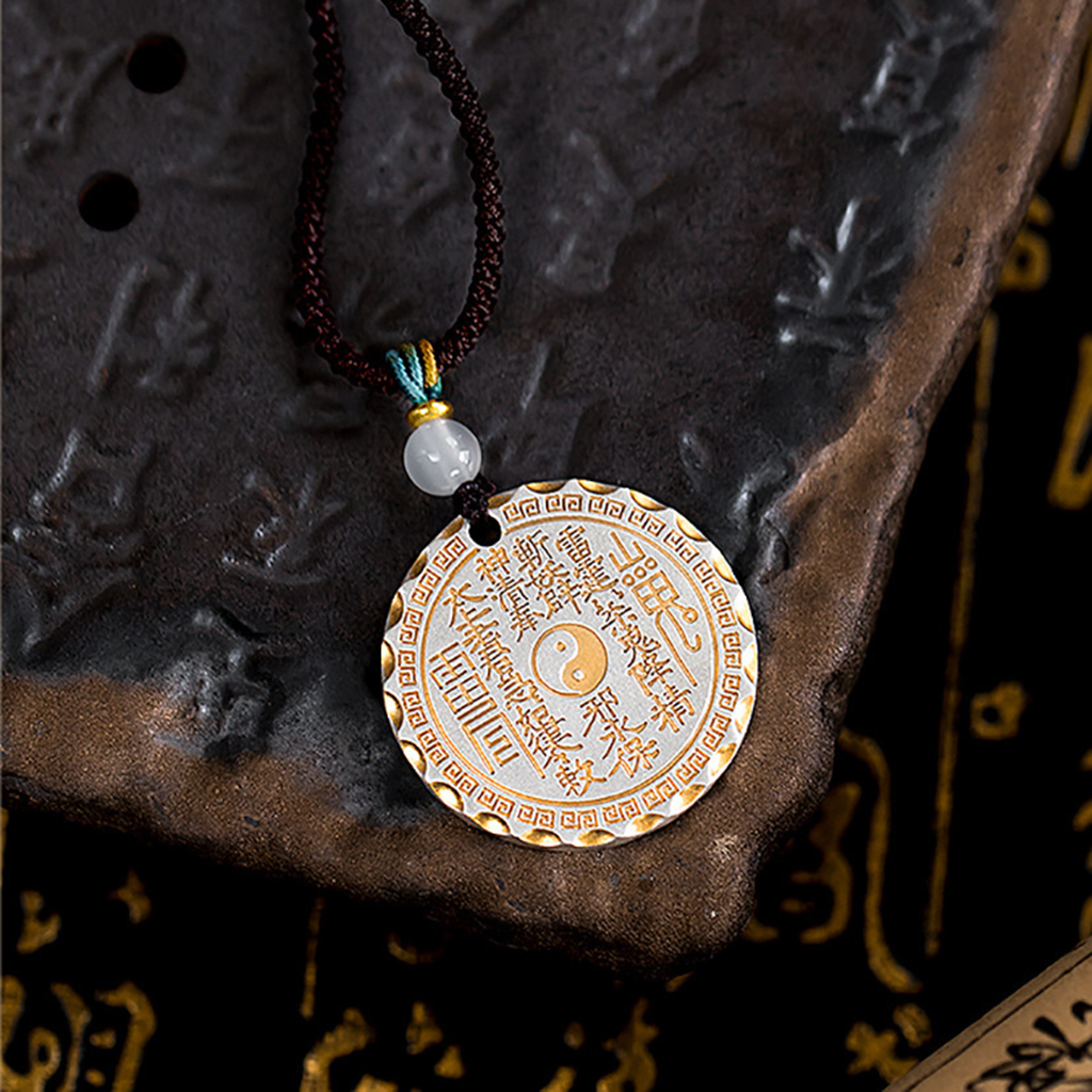 Daoist Harmony Copper Pendant – Mountain Ghost Hua Qian with Yin-Yang Bagua Design | Zen Ara Grove