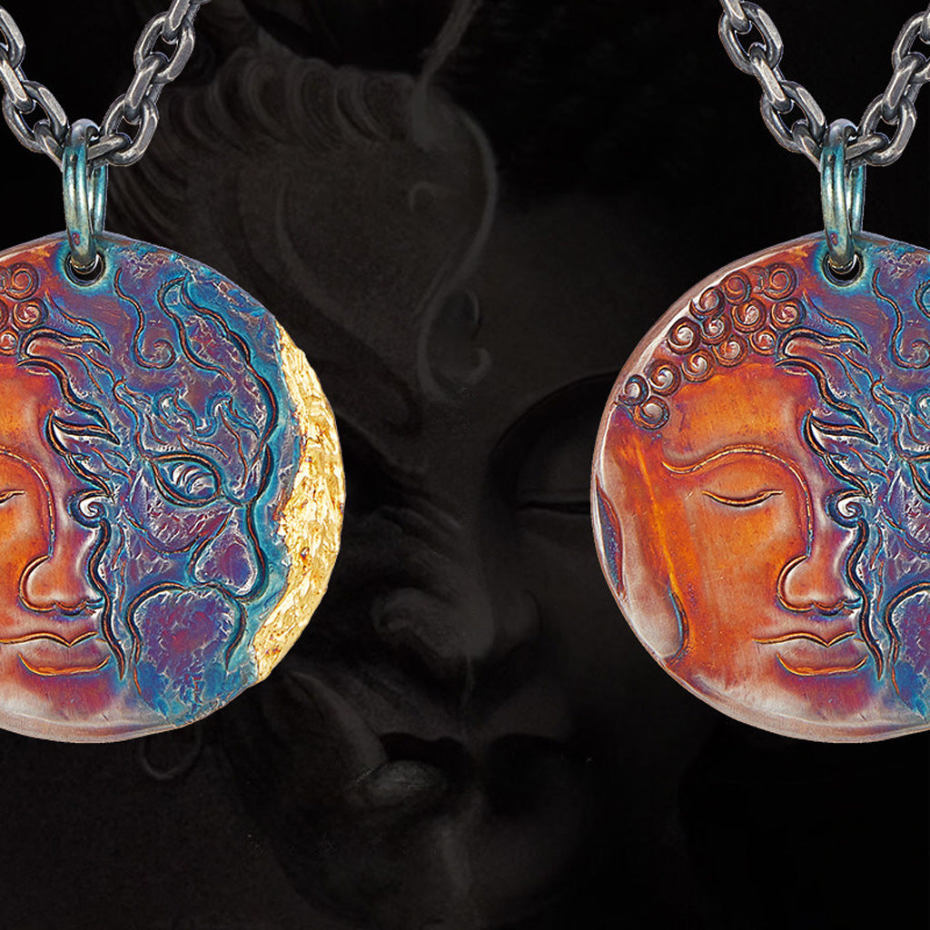 99 Silver Half Demon Half Buddha Pendant – Embrace Your Duality | Zen Ara Grove