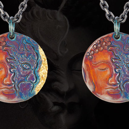 99 Silver Half Demon Half Buddha Pendant – Embrace Your Duality | Zen Ara Grove