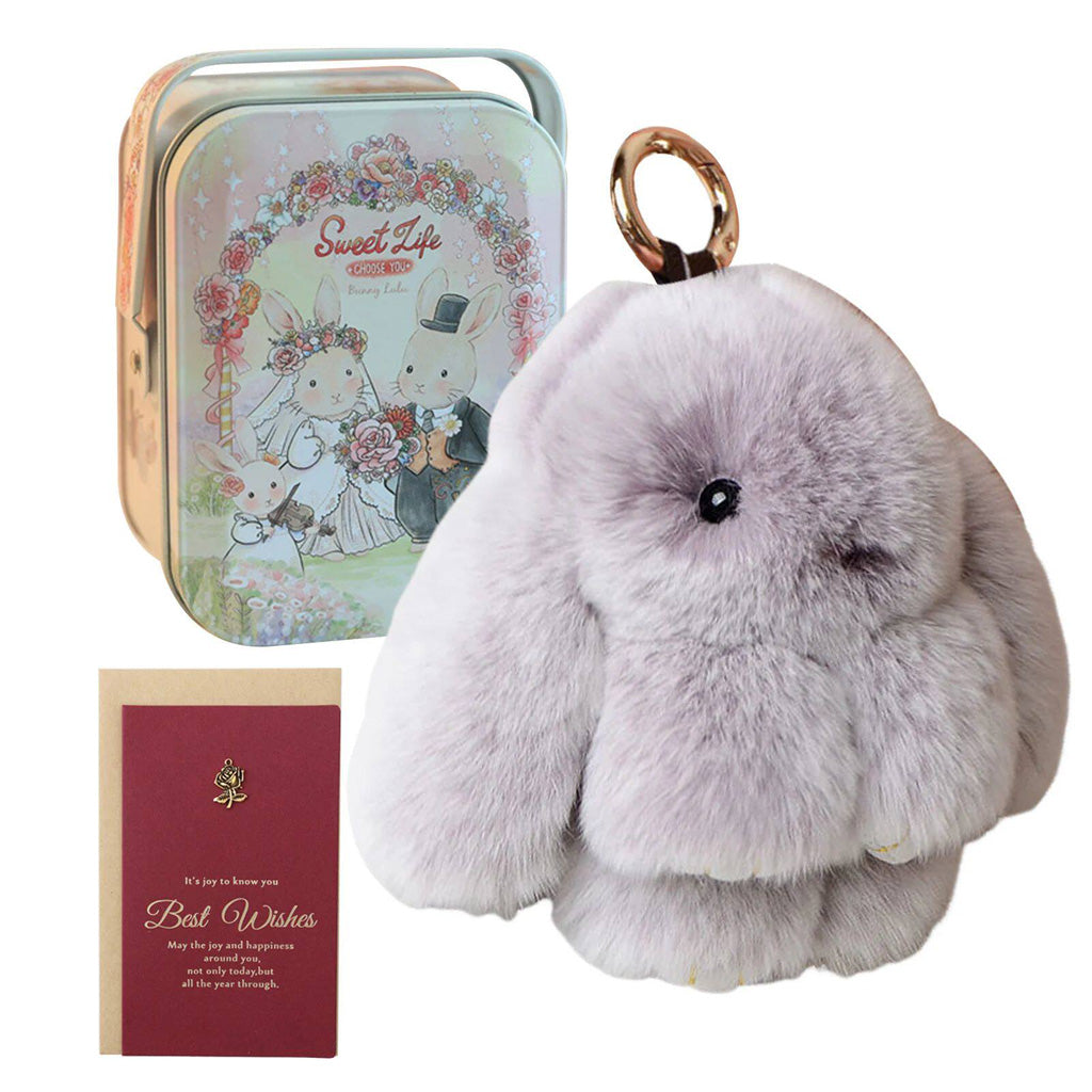 Fluffy Bunny Keychain – Symbol of Warm Blessing | Zen Ara Grove
