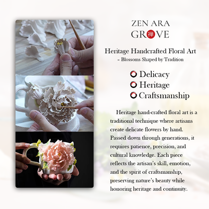 Handcrafted Ceramic Cup with Gourd Blossom – Living Art on Your Teacup | Zen Ara Grove