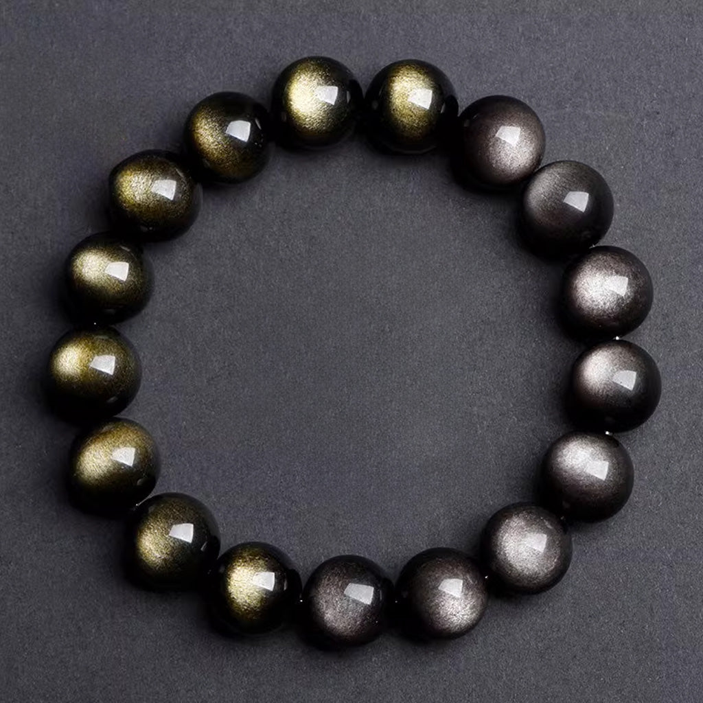 Golden & Silver Obsidian Bracelet – Confidence, Balance, and Craftsmanship | Zen Ara Grove
