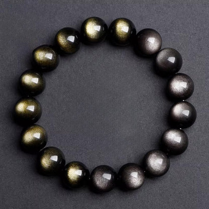 Golden & Silver Obsidian Bracelet – Confidence, Balance, and Craftsmanship | Zen Ara Grove