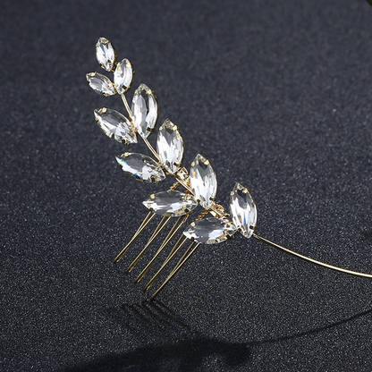 Rhinestone Olive Leaf Hair Accessory – Elegant Symbol of Peace | Zen Ara Grove