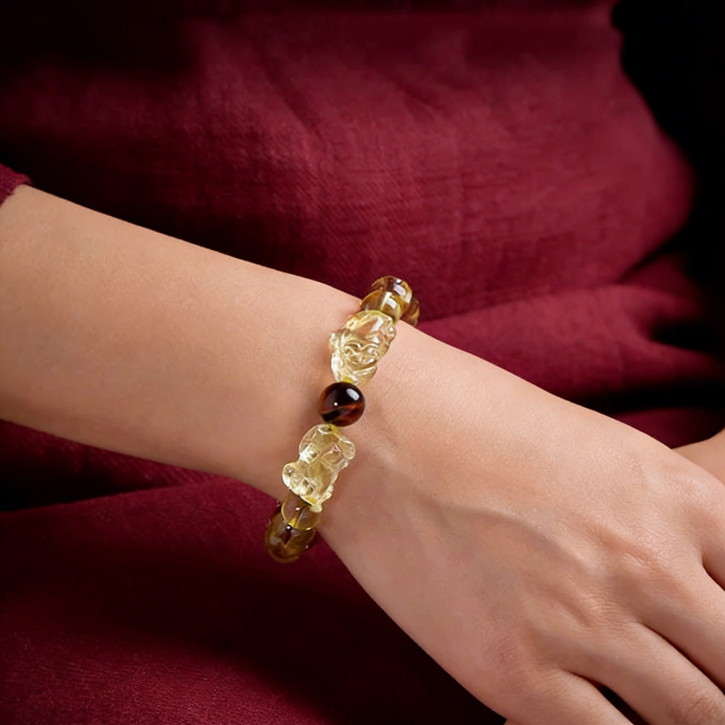 Yellow Citrine Double Pixiu Bracelet — Meaning of Wealth & Fortune| Zen Ara Grove