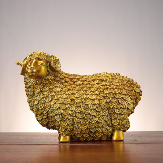 Brass Lucky Sheep Figurine – Symbol of Peace, Prosperity, and Blessings | Zen Ara Grove