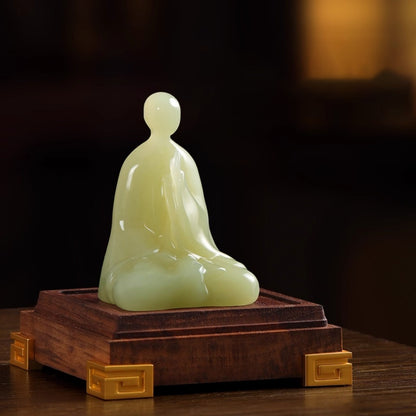 Handcrafted Jade Buddha Figurine – Minimalist Meditation Sculpture | Zen Ara Grove
