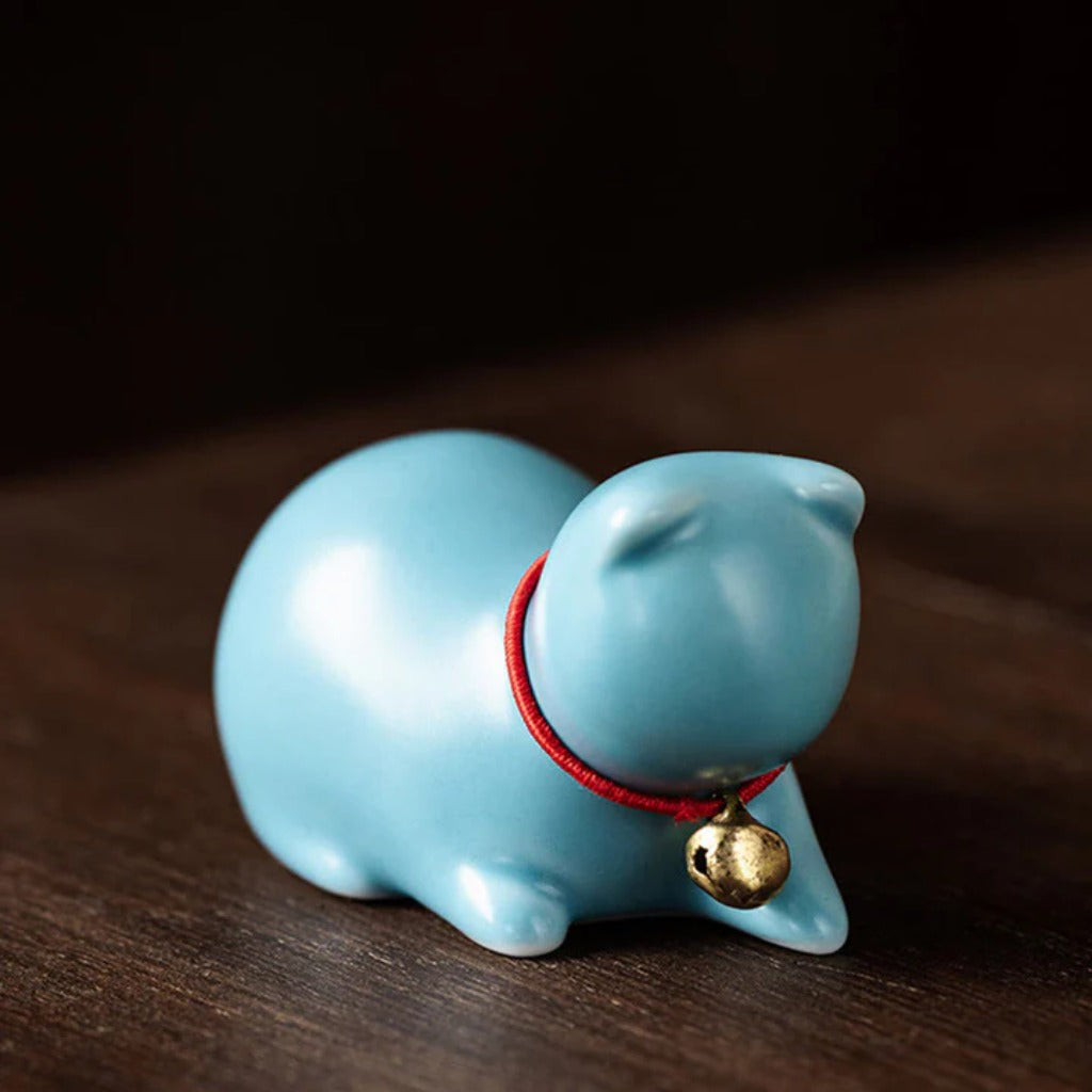 Mini Cute Standing Lying Cat Tea Pet Ceramic Home Desk Figurine Decoration | Zen Ara Grove