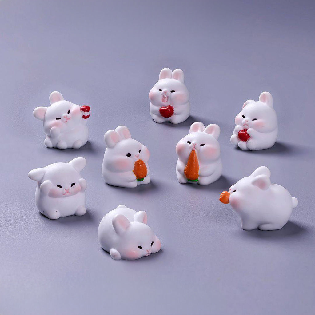 Cute Foraging Bunny Miniature Figurine – Handmade Micro Landscape Decor  | Zen Ara Grove