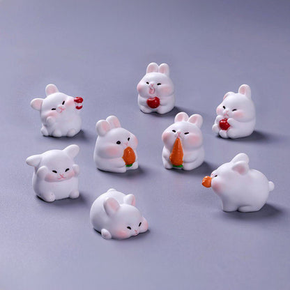 Cute Foraging Bunny Miniature Figurine – Handmade Micro Landscape Decor  | Zen Ara Grove