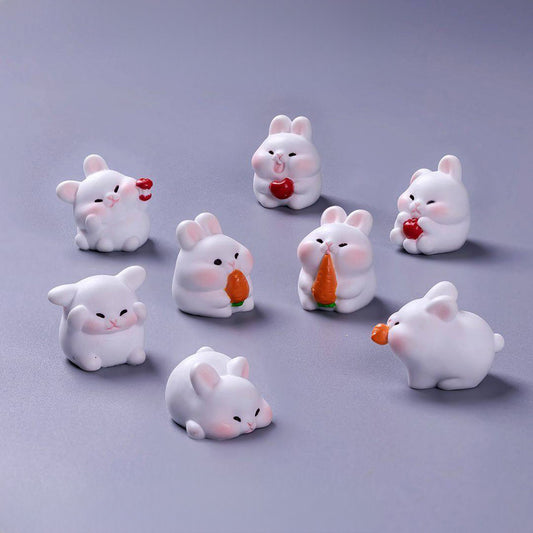 Cute Foraging Bunny Miniature Figurine – Handmade Micro Landscape Decor  | Zen Ara Grove