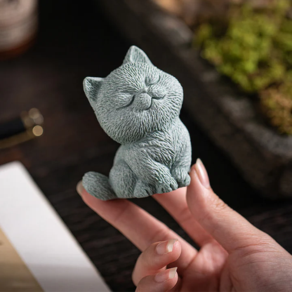 TODAY ONLY! Small Cat Home Tea Pet Figurine Desk Decoration | Zen Ara Grove