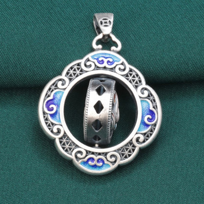 Spinning Silver Lotus Amulet – “Fu” Blessing & Harmony | Zen Ara Grove