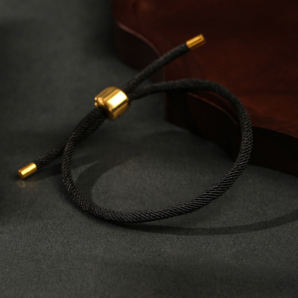 Adjustable Textured Cord Bracelet with Geometric Slider