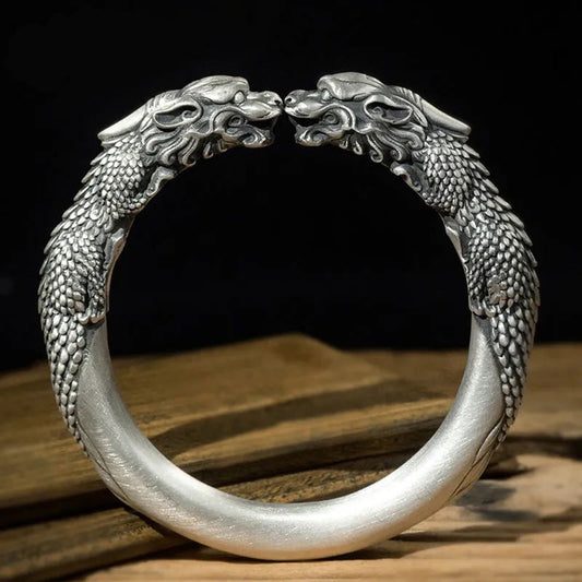Dual Pixiu Open Cuff Bracelet – Charm of Wealth and Protection