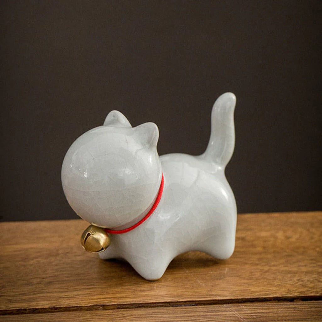 Mini Cute Lucky Bell Cat Tea Pet Ceramic Home Desk Figurine Decoration| Zen Ara Grove