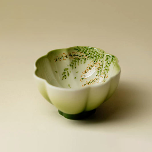 Pastel Ceramic Cup with Hand‑Painted Wisteria – Gentle Green Ombre Elegance | Zen Ara Grove