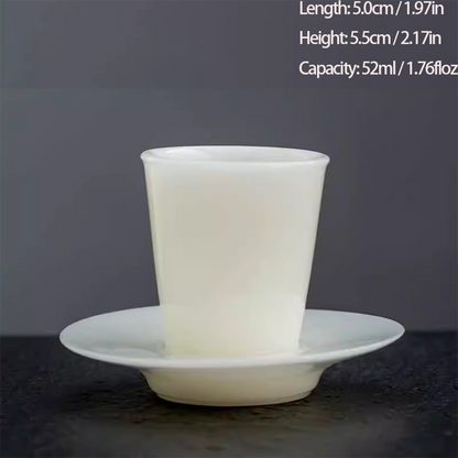 Ice Jade Glaze Porcelain Teacup – Smooth Sheep Fat Luster | Zen Ara Grove