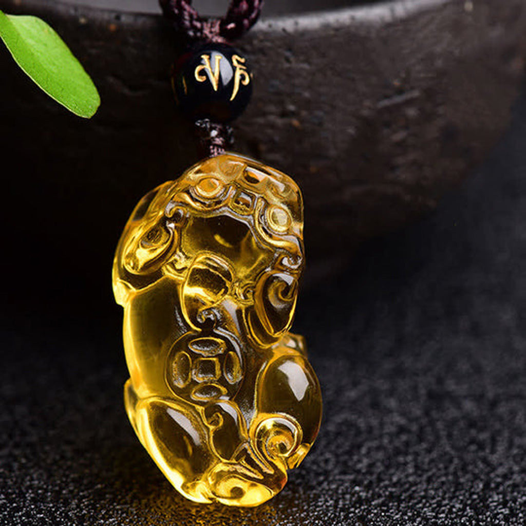 Citrine Pixiu Pendant for Wealth Protection and Positive Energy | Zen Ara Grove