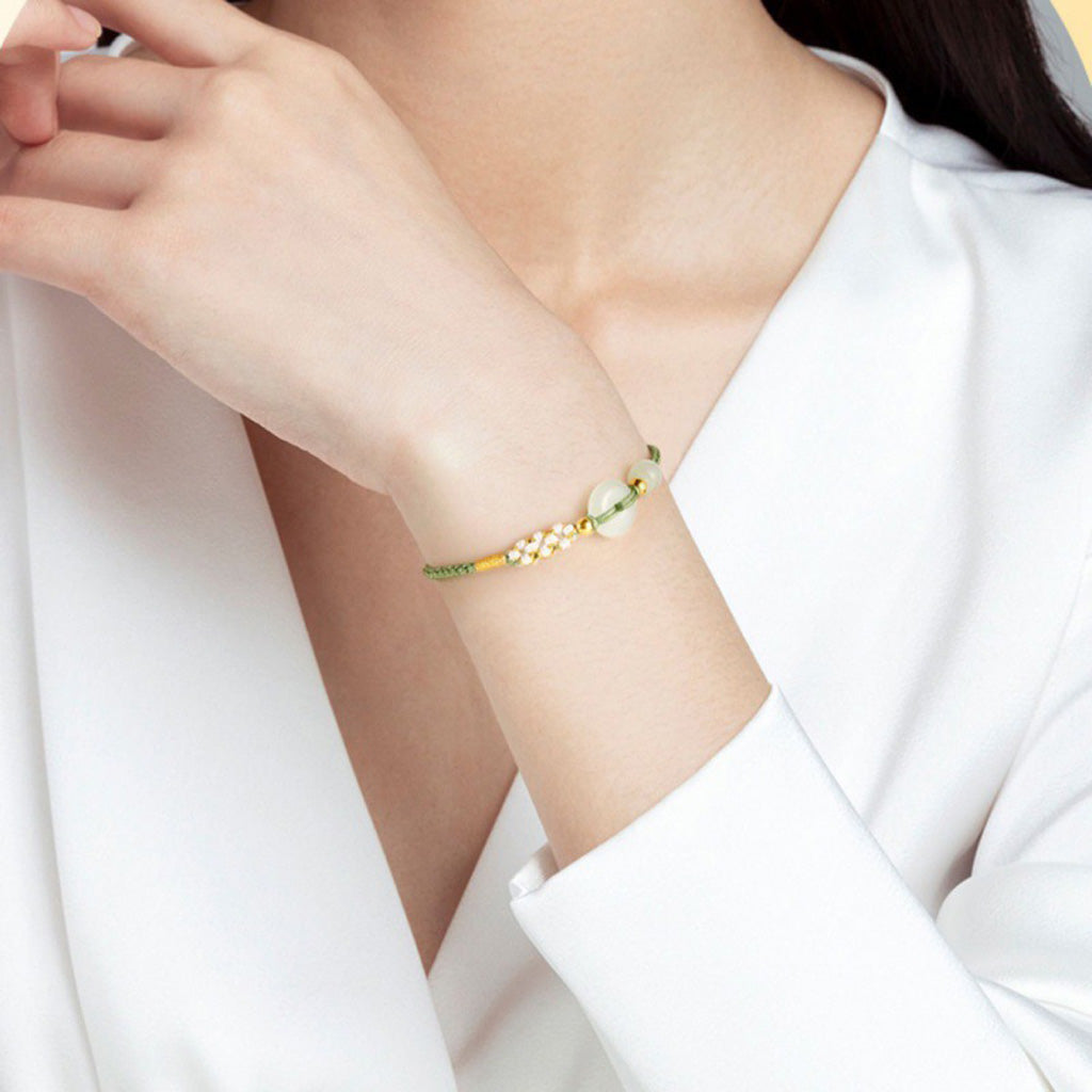 Hetian Jade Peace Circle Bracelet – Classic Handwoven Design | Zen Ara Grove