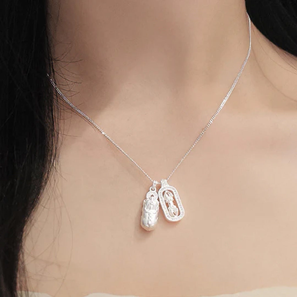 S925 Sterling Silver Pixiu Vajra Pendant Necklace – Prosperity & Protection | Zen Ara Grove