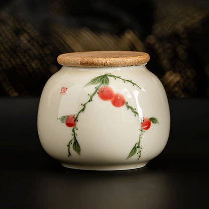 Hand-painted Ceramic Tea Canister – Airtight Storage for Loose Leaf Tea | Zen Ara Grove