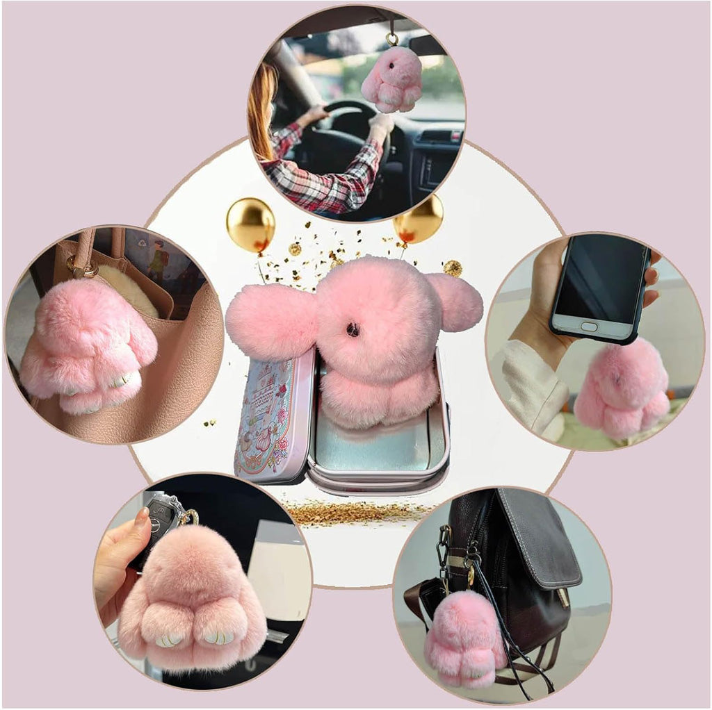 Fluffy Bunny Keychain – Symbol of Warm Blessing | Zen Ara Grove