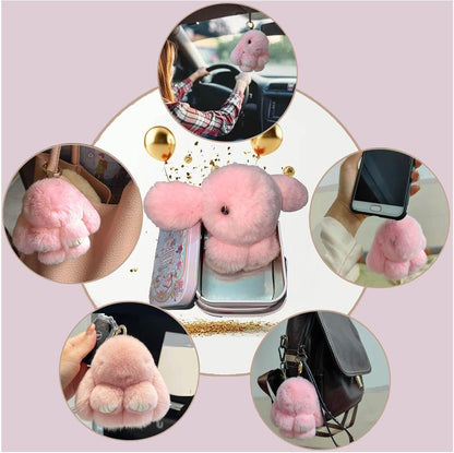 Fluffy Bunny Keychain – Symbol of Warm Blessing | Zen Ara Grove
