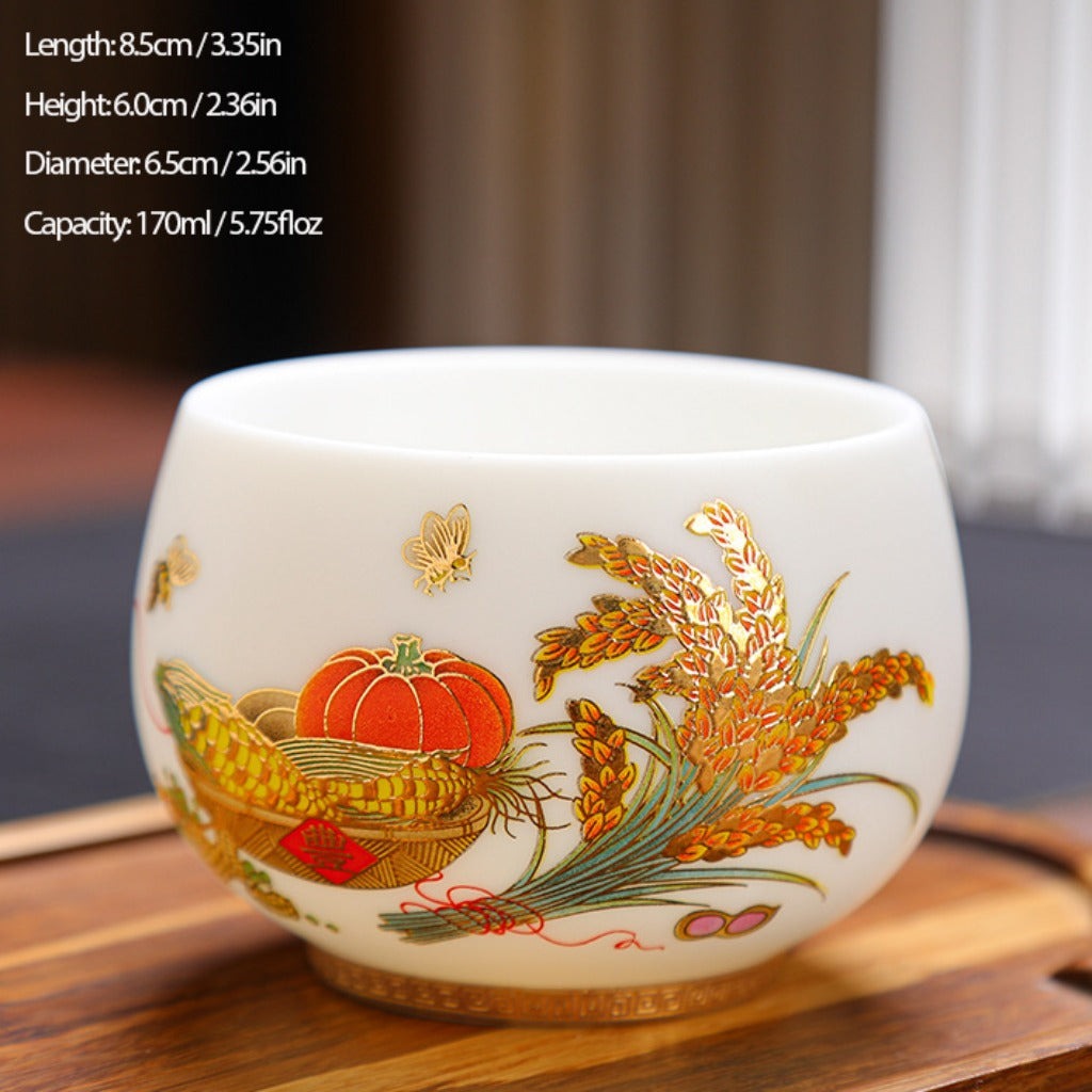 Milky White Porcelain Mug with Dragon and Phoenix Motif – Elegant & Durable | Zen Ara Grove