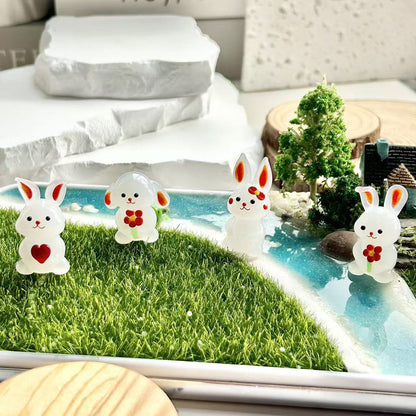 "Bunny Gathering"Handcrafted Glass Figurines – A Scene of Joy and Innocence  | Zen Ara Grove