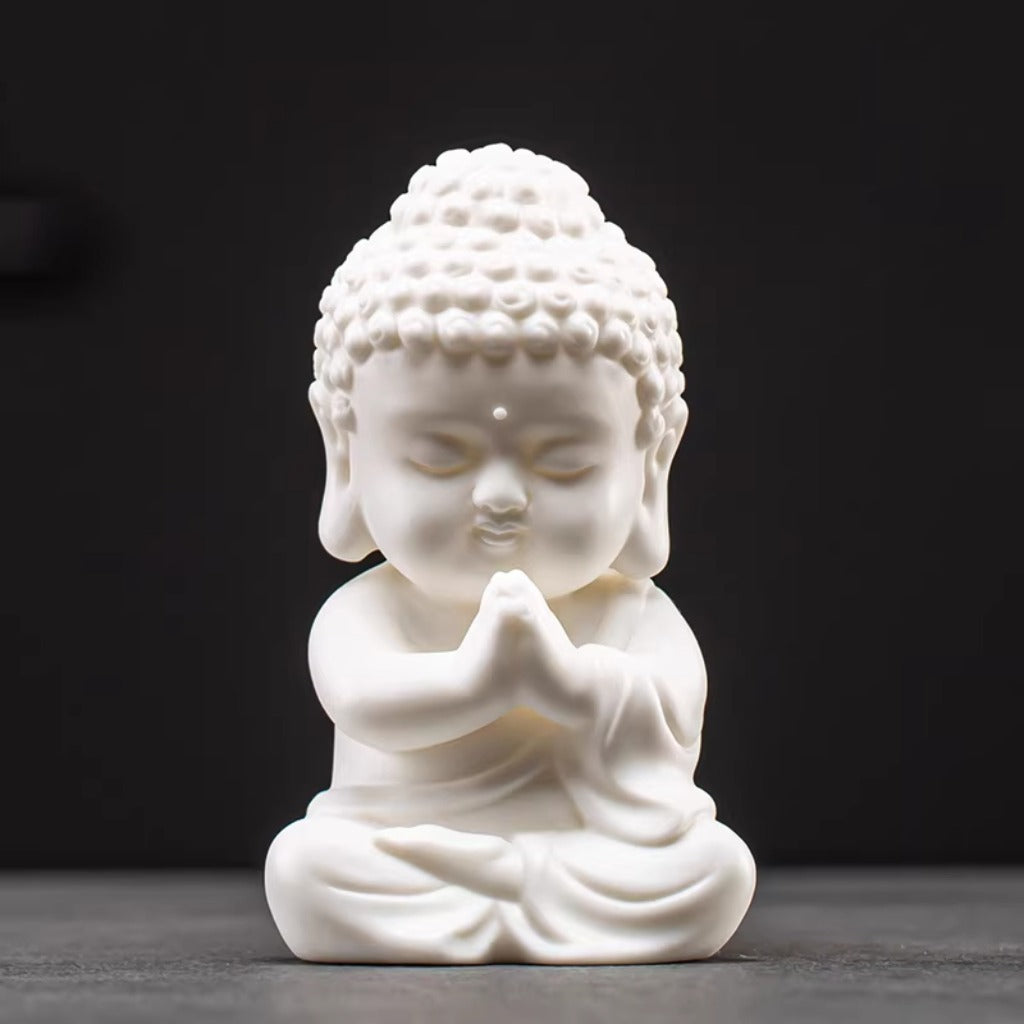 Handcrafted High-Fired White Ceramic Tathagata Figurine – Elegant Zen Serenity | Zen Ara Grove