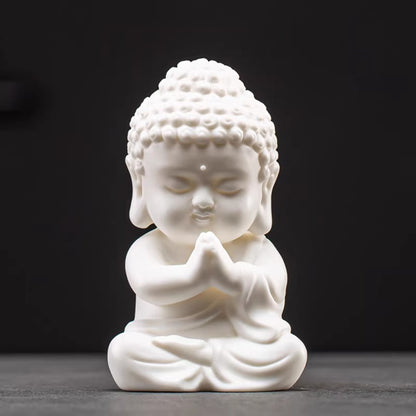 Handcrafted High-Fired White Ceramic Tathagata Figurine – Elegant Zen Serenity | Zen Ara Grove