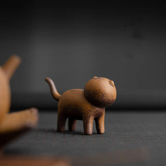 Mini Standing Cat Feng Shui Frog Toad Tea Pet Ceramic Home Desk Figurine Decoration  | Zen Ara Grove