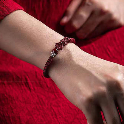 Handmade Pixiu Cinnabar Bracelet for Wealth Good Luck and Protection | Zen Ara Grove