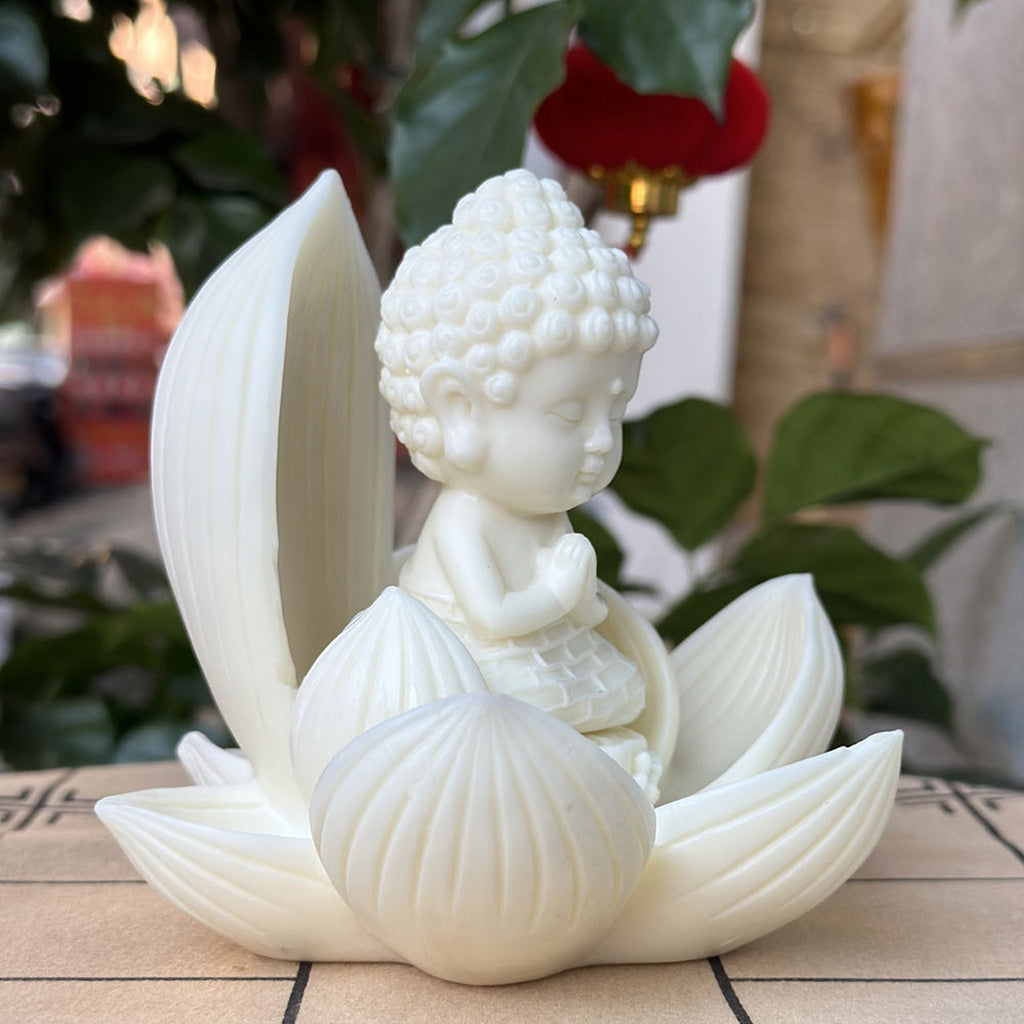 Handmade Golden Lotus Buddha Figurine – Symbol of Serenity, Wisdom & Inner Peace | Zen Ara Grove