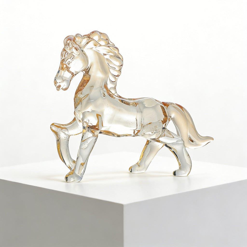 Handcrafted Crystal Glass Horse Ornament – Capturing Movement, Spirit, and Balance | Zen Ara Grove