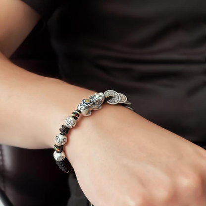 Fortune Pixiu with Five Emperor Coins Braided Bracelet | Zen Ara Grove