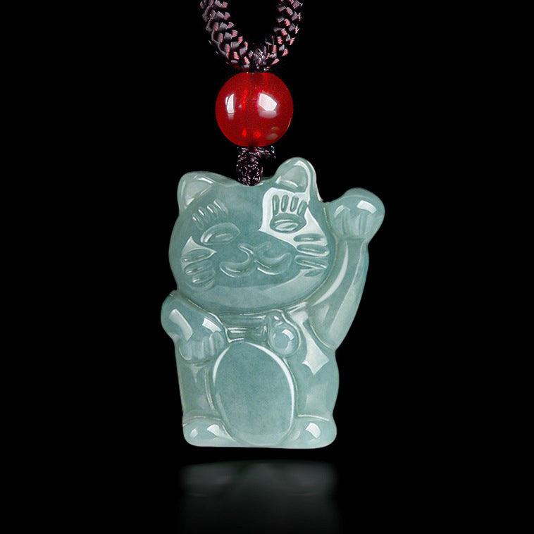 Lucky Cat Jade Abundance Necklace Pendant | Zen Ara Grove
