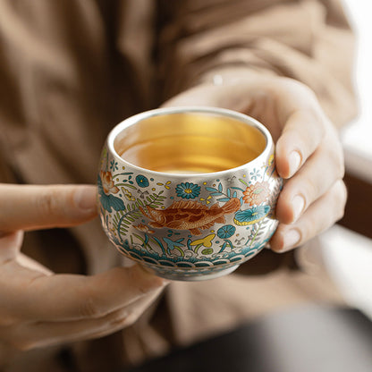 999 Silver Tea Cup – Emblem of Serenity & Blessing – Fine Hammered Finish | Zen Ara Grove