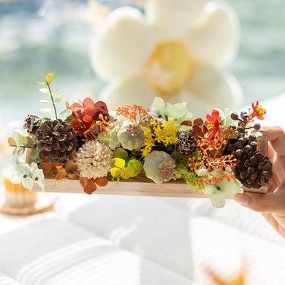 Handmade Silk Blossom Décor with Wooden Planter – Serenity in Bloom | Zen Ara Grove