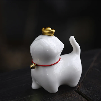 Mini Lucky Cat Ingot Tea Pet Ceramic Home Desk Figurine Decoration | Zen Ara Grove