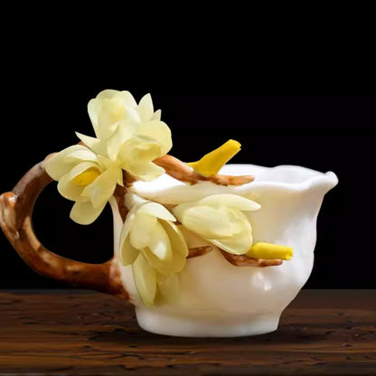 Handcrafted Heritage Porcelain Cup – Roses Blooming from the Surface | Zen Ara Grove
