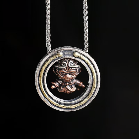 S925 Silver Monkey King Pendant – Crowned with the Golden Circlet | Zen Ara Grove