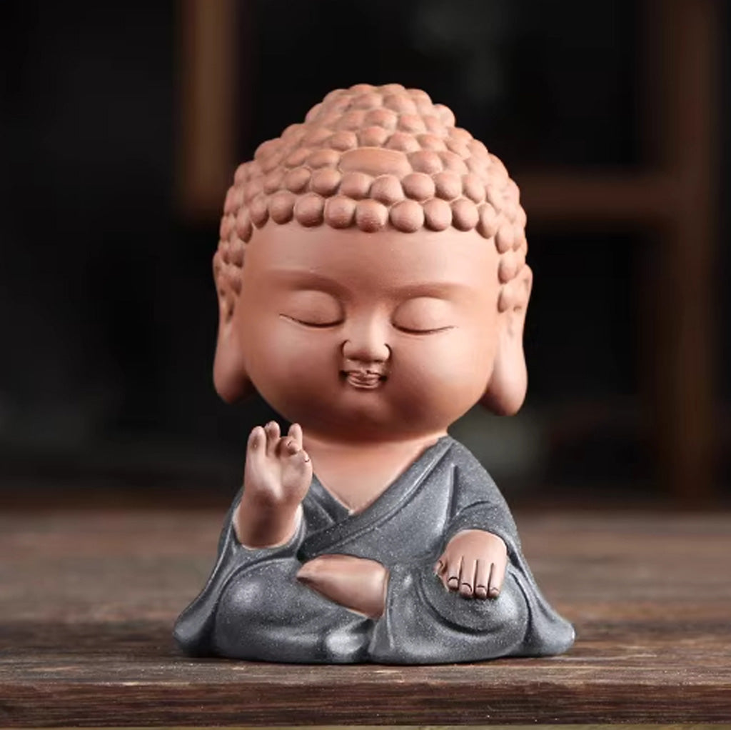 Mini Zen Buddha Statue – Purple Clay Ceramic in Meditative Pose for Inner Peace | Zen Ara Grove