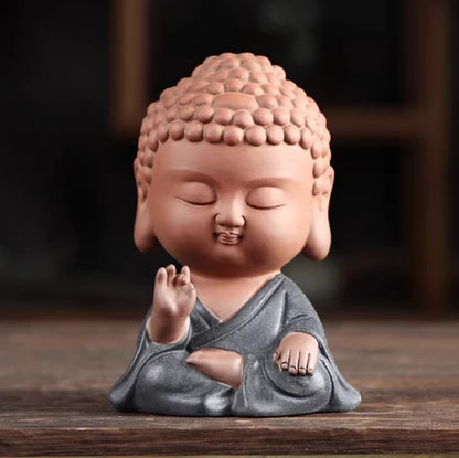 Mini Zen Buddha Statue – Purple Clay Ceramic in Meditative Pose for Inner Peace | Zen Ara Grove