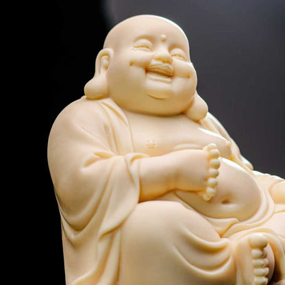 Tagua Nut Laughing Buddha Statue — Symbol of Joy and Good Fortune | Zen Ara Grove